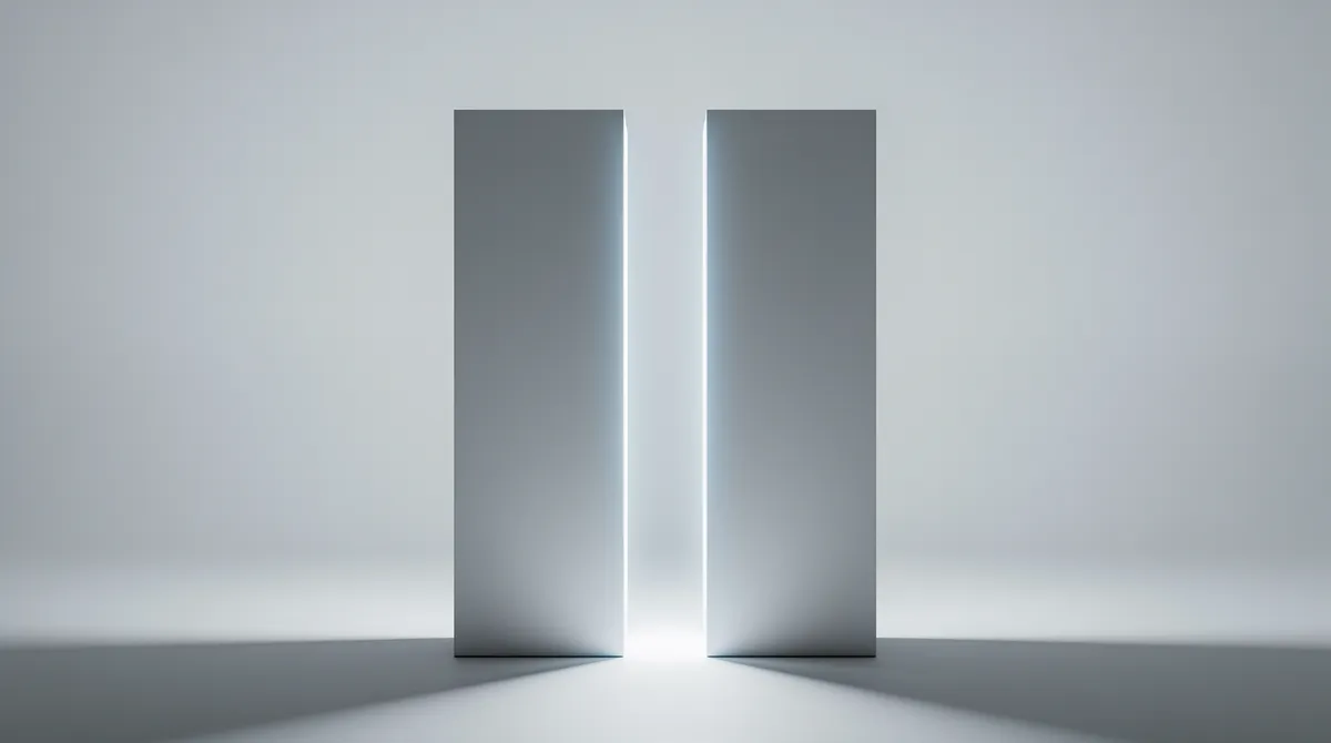 To adskilte arkitektoniske blokke — abstrakt metafor for headless CMS