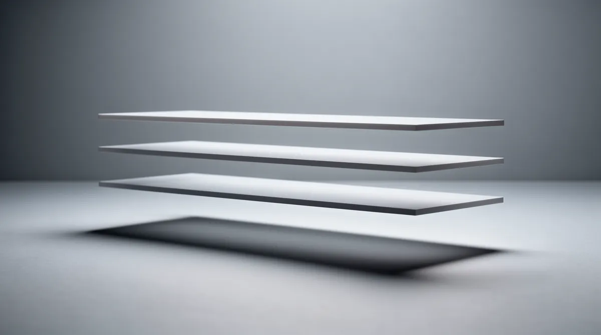 Tre parallelle horisontale planer — abstrakt metafor for rendering-lag