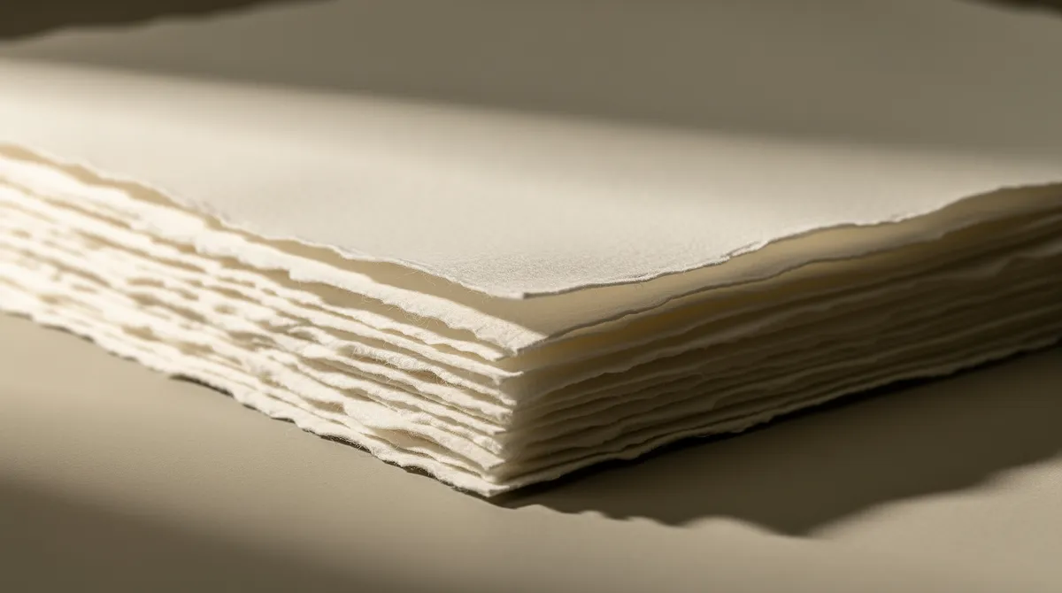 Stablede papirlag med lys og skygge — abstrakt metafor for lagdelt SEO-viden